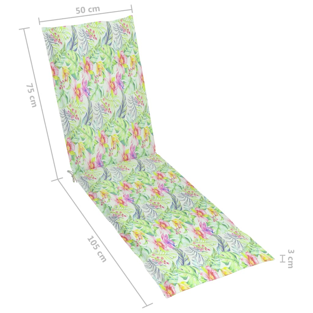vidaXL Leżak tarasowy z podnóżkiem i poduszką, lite drewno akacjowe