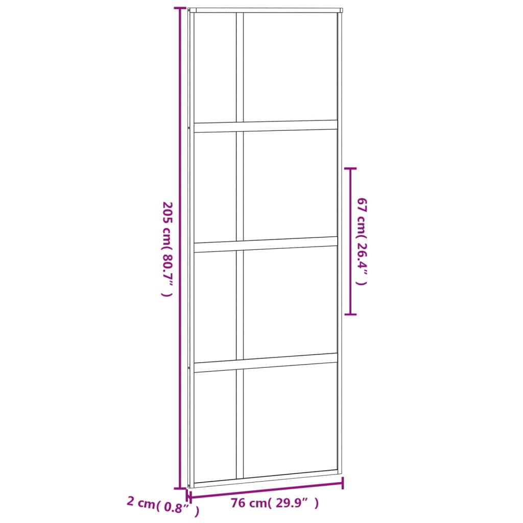 vidaXL Drzwi przesuwne, czarne, 76x205 cm, szkło hartowane, aluminium