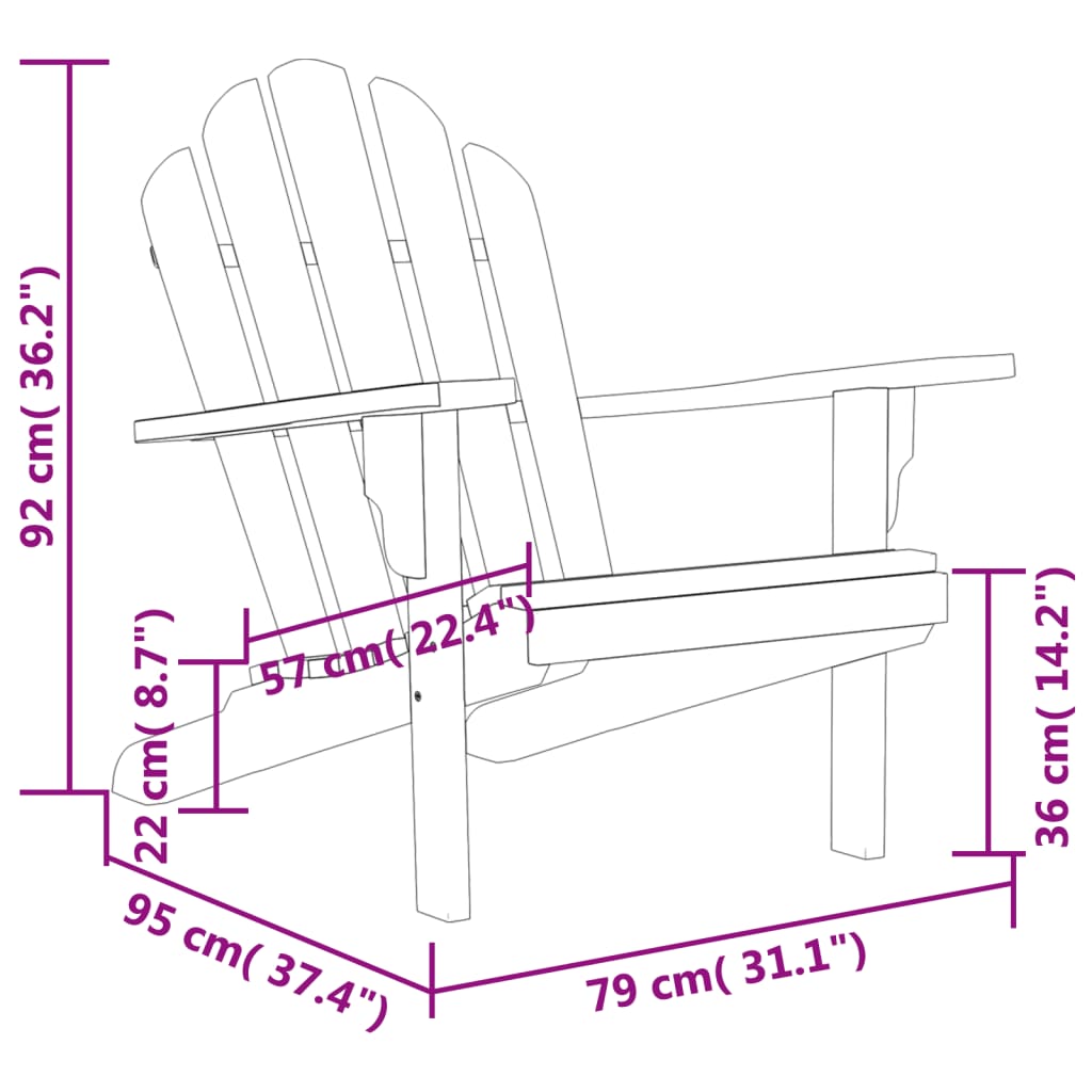 vidaXL Krzesło ogrodowe Adirondack, 79x95x92 cm, lite drewno tekowe