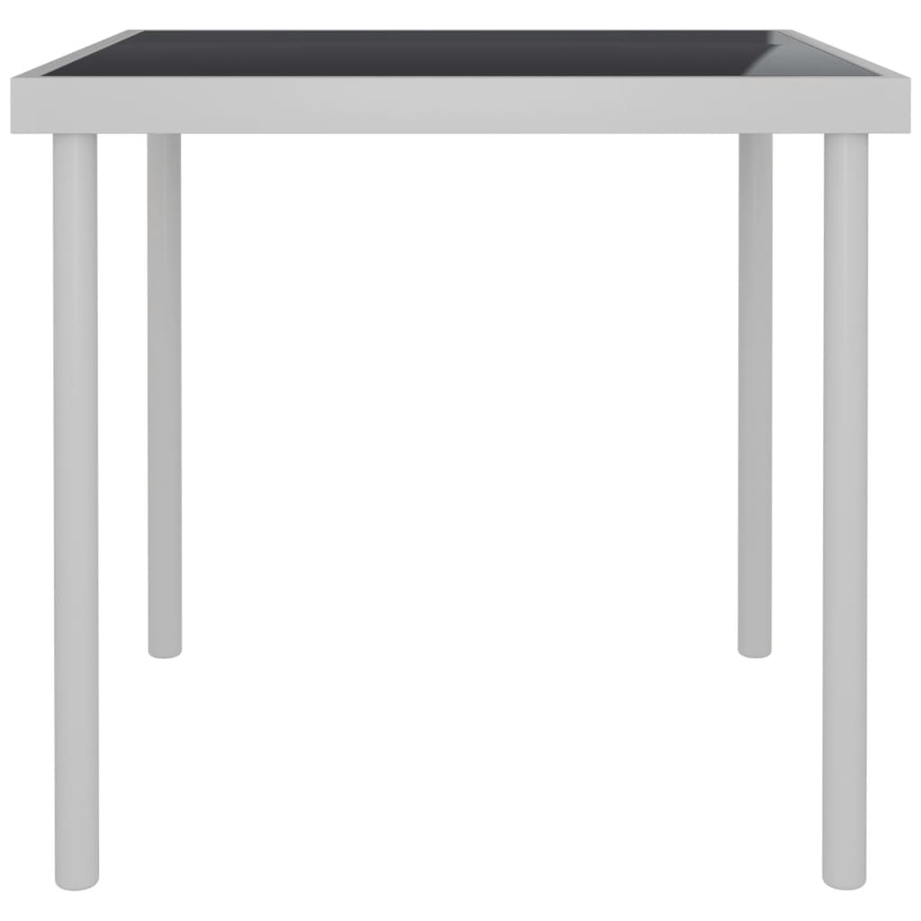 vidaXL Ogrodowy stół jadalniany, jasnoszary, 80x80x72 cm, szkło i stal