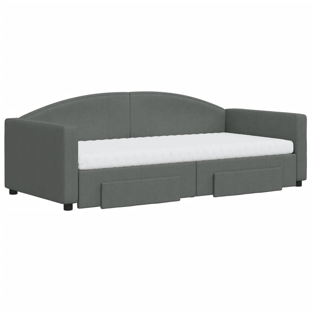 vidaXL Sofa rozsuwana z szufladami, ciemnoszara, 90x190 cm, tkanina