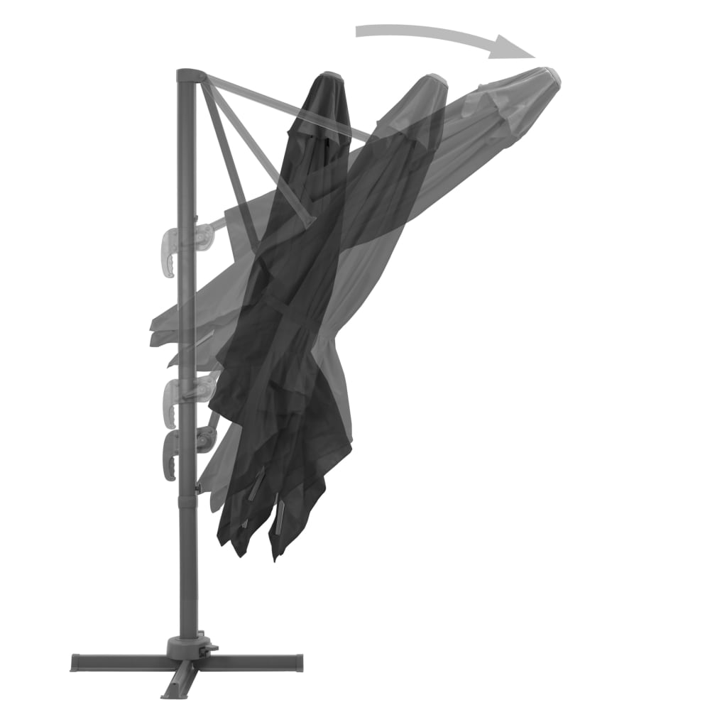 vidaXL Parasol wiszący z aluminiowym słupkiem, 3x3 m, czarny