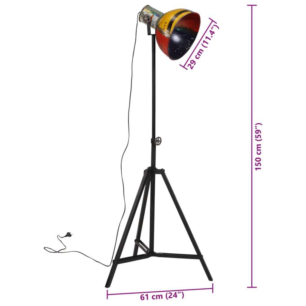 vidaXL Lampa stojąca, 25 W, wielokolorowa, 61x61x90/150 cm, E27
