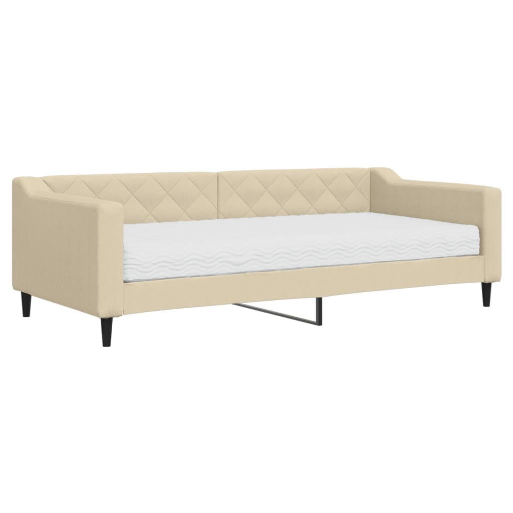 vidaXL Sofa z materacem do spania, kremowa, 90x200 cm, tkanina