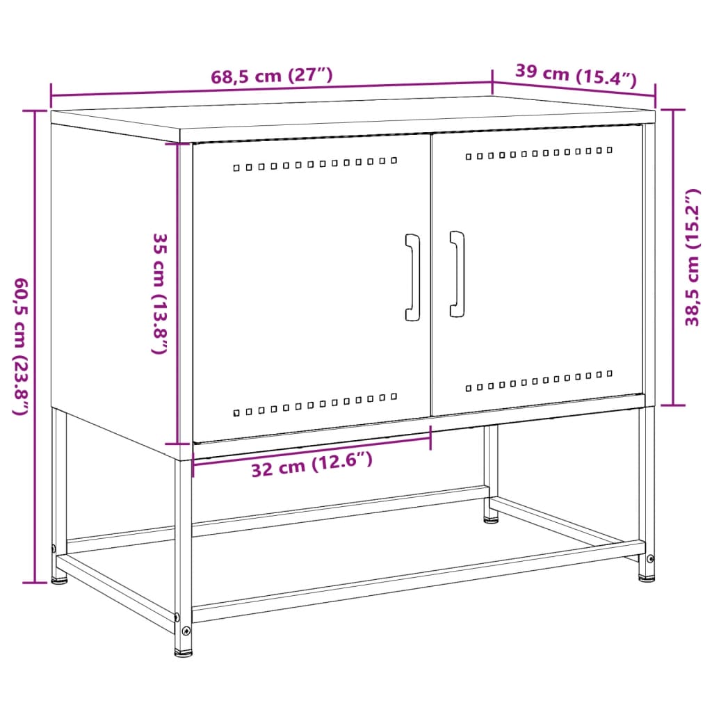 vidaXL Szafka pod telewizor, antracytowa, 68,5x39x60,5 cm, stalowa