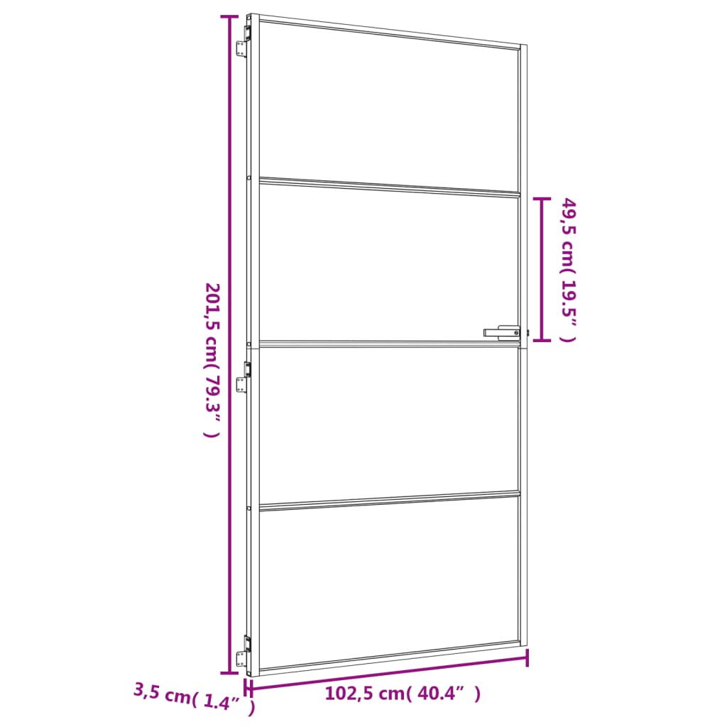 vidaXL Drzwi wewnętrzne, złote, 102,5x201,5 cm, szkło i aluminium