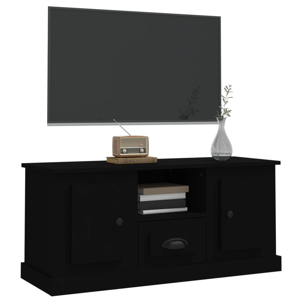 vidaXL Szafka pod TV, czarna, 100x35,5x45 cm, materiał drewnopochodny