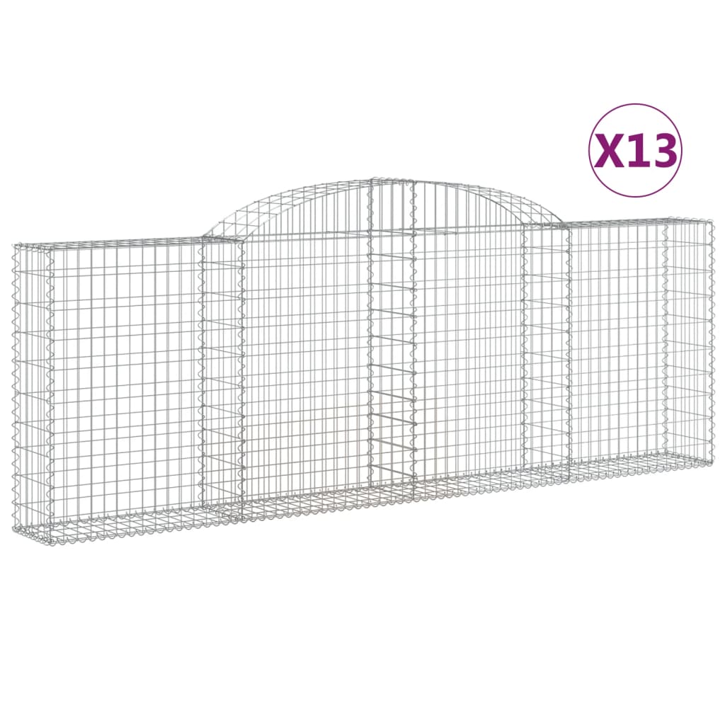 vidaXL Kosze gabionowe, 13 szt, 300x30x100/120cm, galwanizowane żelazo