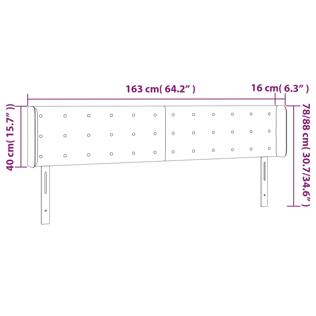 vidaXL Zagłówek do łóżka z LED, jasnoszary, 163x16x78/88 cm, tkanina