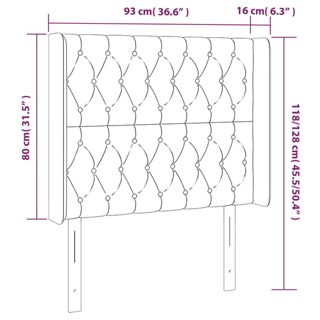 vidaXL Zagłówek do łóżka z LED, jasnoszary, 93x16x118/128 cm, tkanina