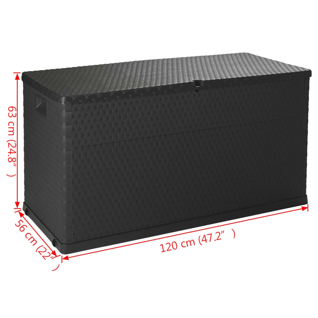 vidaXL Skrzynia ogrodowa, antracytowa, 120x56x63 cm, rattan PP