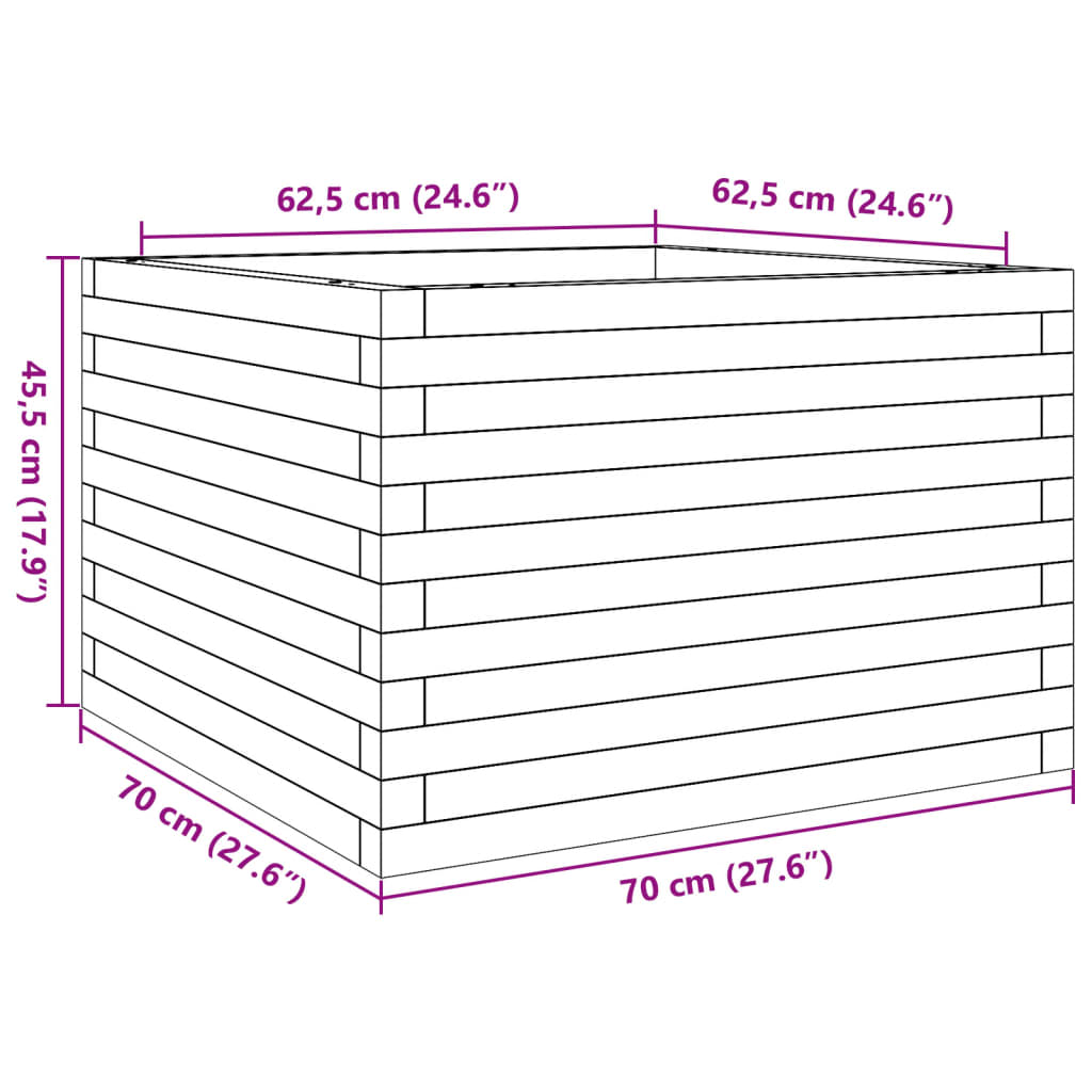 vidaXL Donica ogrodowa, 70x70x45,5 cm, impregnowane drewno sosnowe