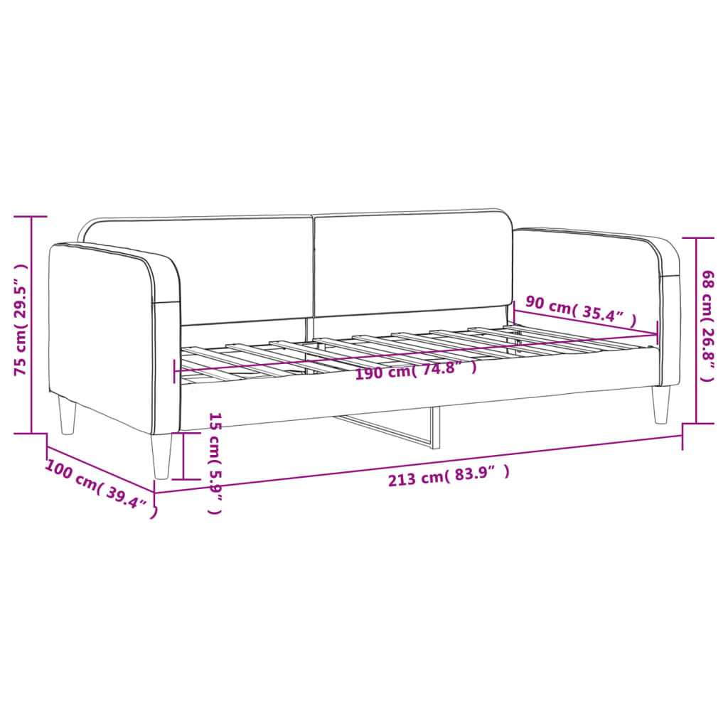 vidaXL Sofa z funkcją spania, jasnoszara, 90x190 cm, obita tkaniną