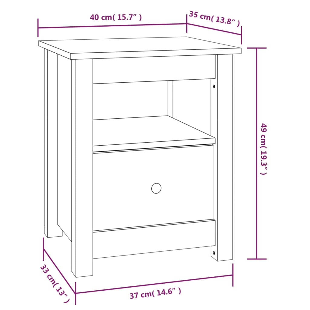 vidaXL Szafki nocne, 2 szt., czarne, 40x35x49 cm, lite drewno sosnowe