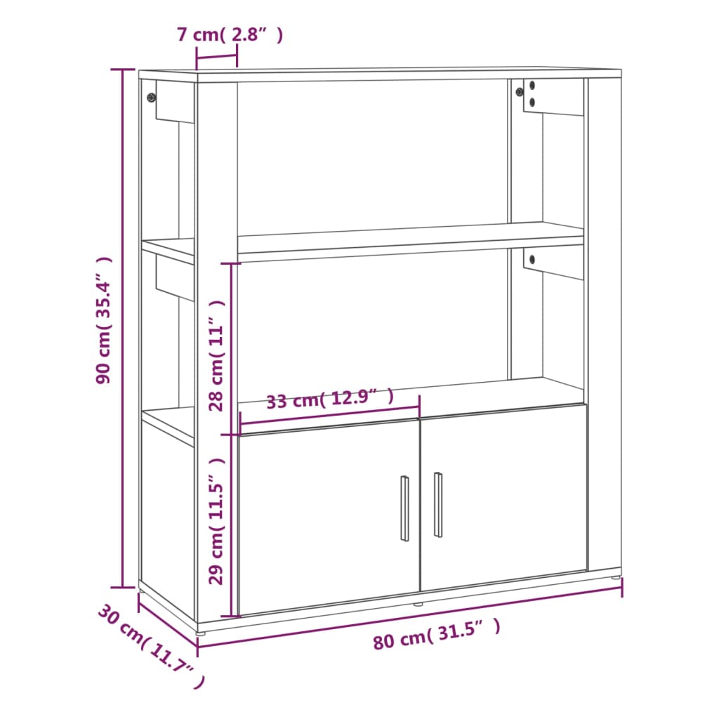 vidaXL Komoda, biała, 80x30x90 cm, materiał drewnopochodny