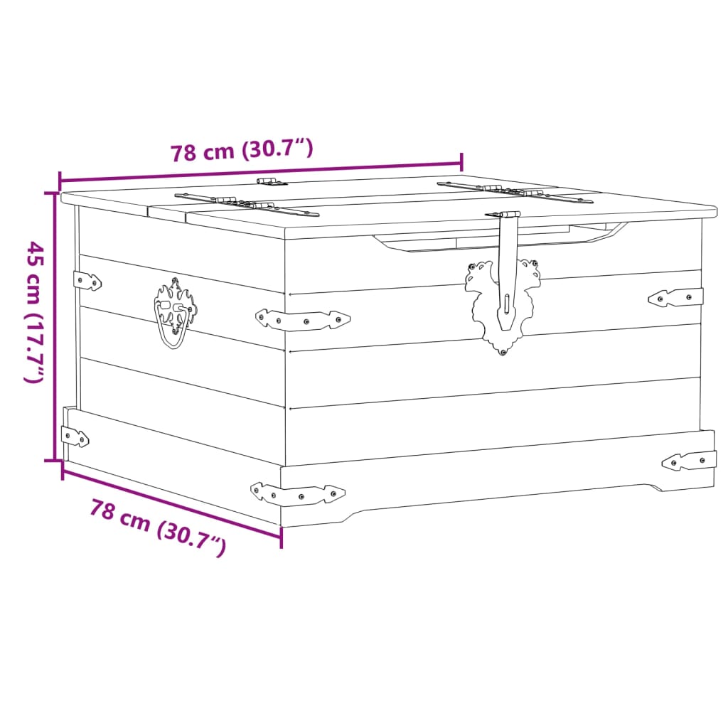 vidaXL Skrzynia Corona, 78x78x45 cm, lite drewno sosnowe