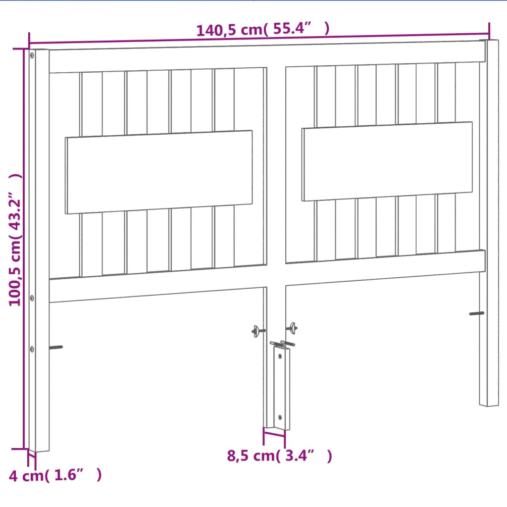 vidaXL Wezgłowie do łóżka, woskowy brąz, 135 cm, lite drewno sosnowe