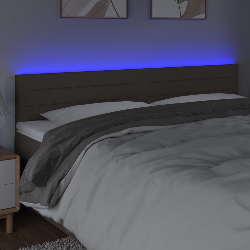 vidaXL Zagłówek do łóżka z LED, taupe, 200x5x78/88 cm, tkanina