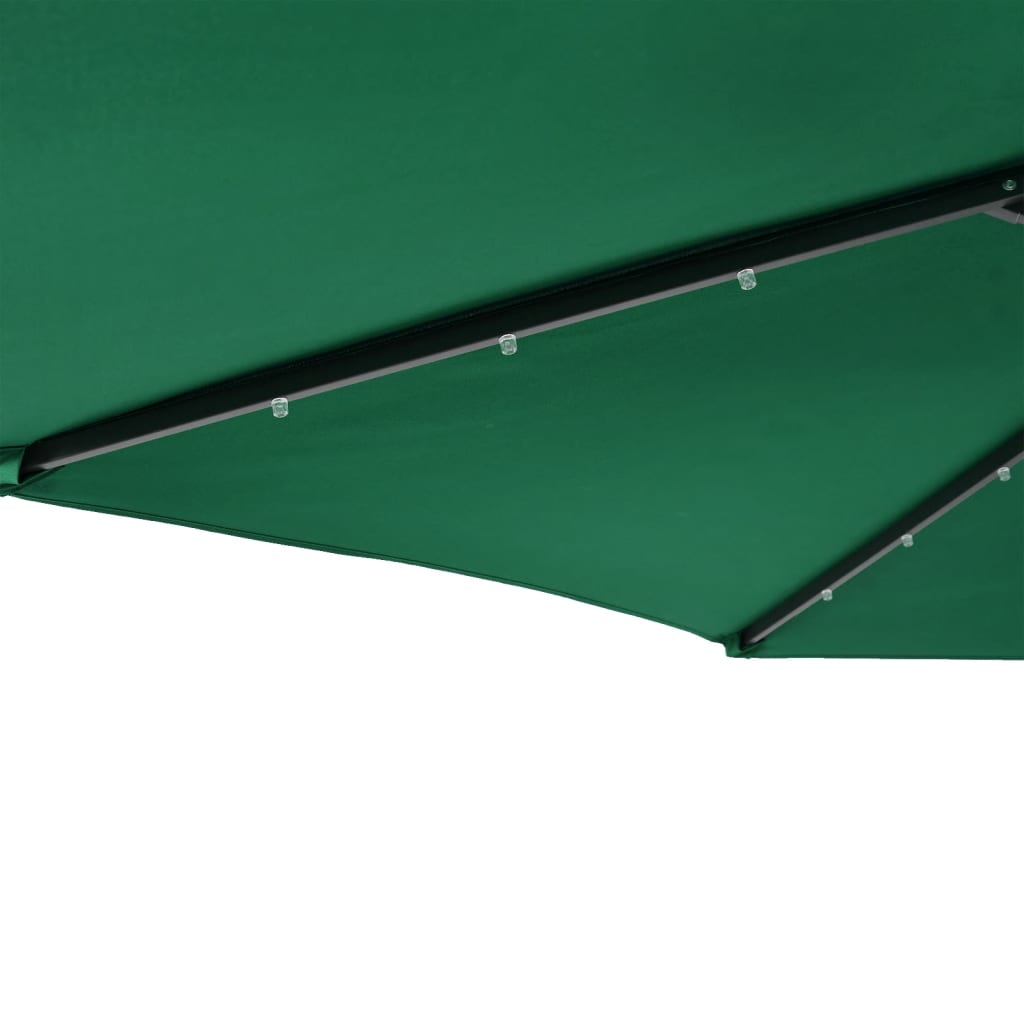 vidaXL Parasol ogrodowy LED, stalowy słupek, zielony, 225x225x212 cm