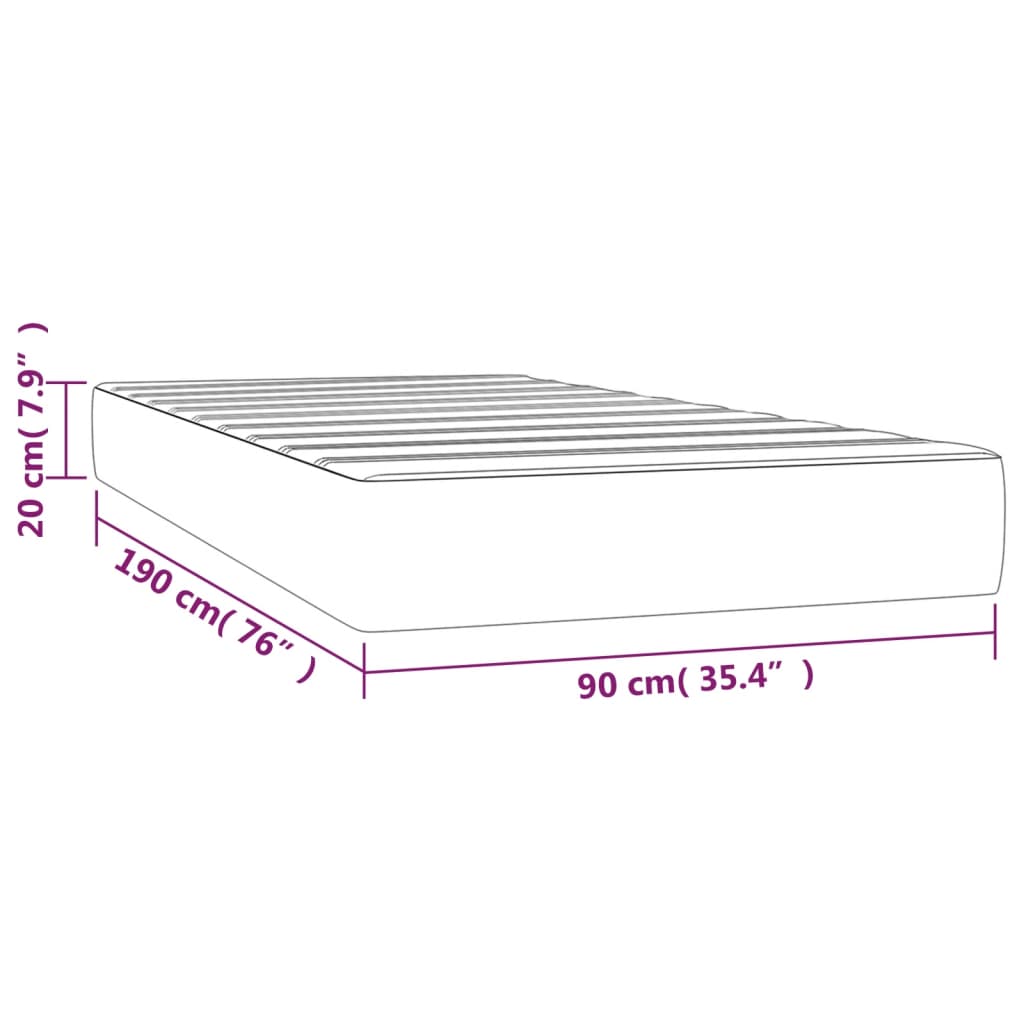 vidaXL Materac kieszeniowy, taupe, 90x190x20 cm, tkanina