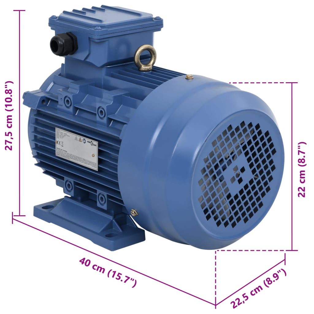 vidaXL Silnik elektr. 3-fazy, aluminium, 4 kW/5,5 KM 2 P 2840 obr./min