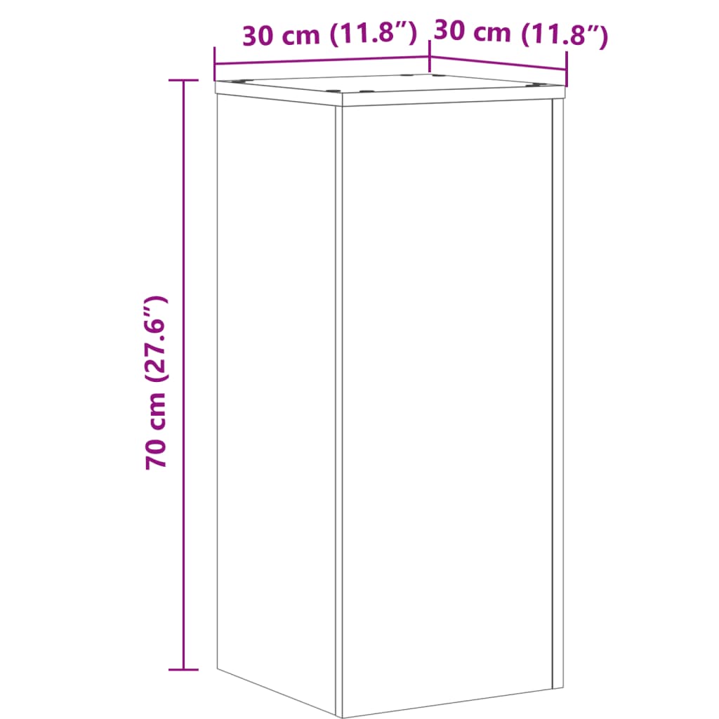 vidaXL Podstawki pod doniczki, 2 szt., stare drewno, 30x30x70 cm