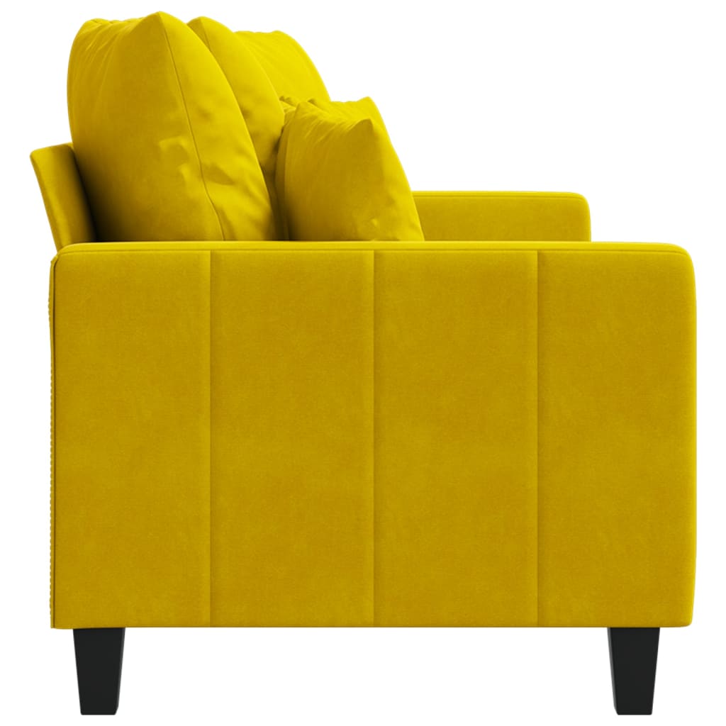 vidaXL Sofa 2-osobowa, żółta, 140 cm, tapicerowana aksamitem