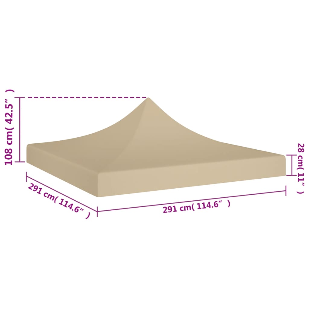 vidaXL Dach namiotu imprezowego, 3 x 3 m, beżowy, 270 g/m²