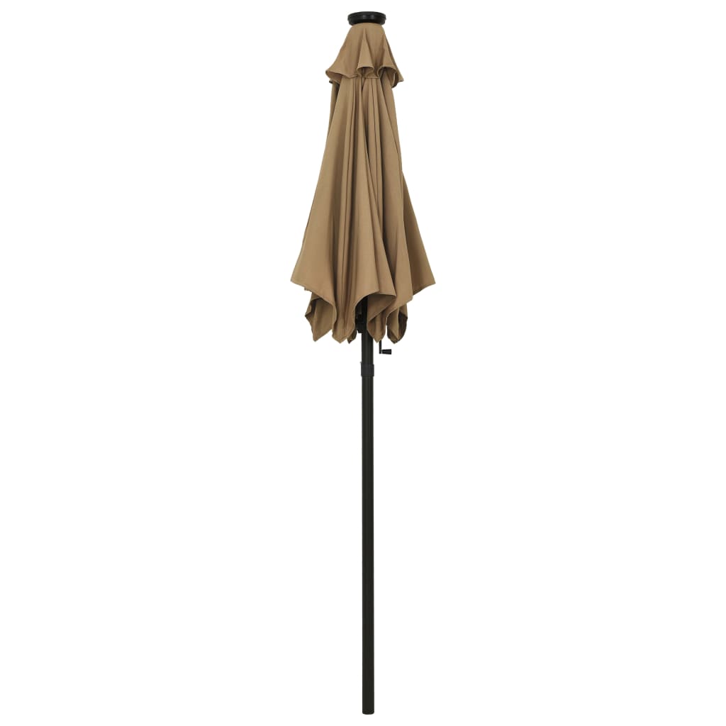 vidaXL Parasol ogrodowy z LED, taupe, 200x211 cm, aluminium