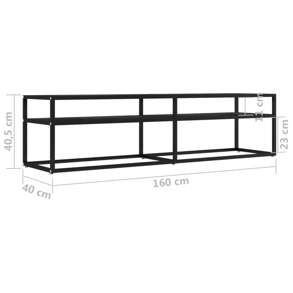 vidaXL Szafka pod TV, czarny marmur, 160x40x40,5 cm, szkło hartowane