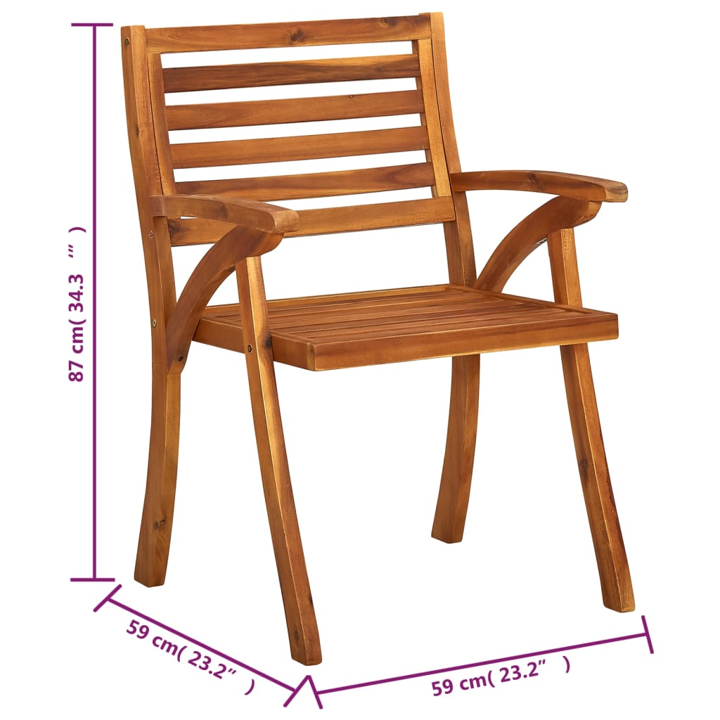 vidaXL Krzesła ogrodowe z poduszkami, 8 szt., lite drewno akacjowe