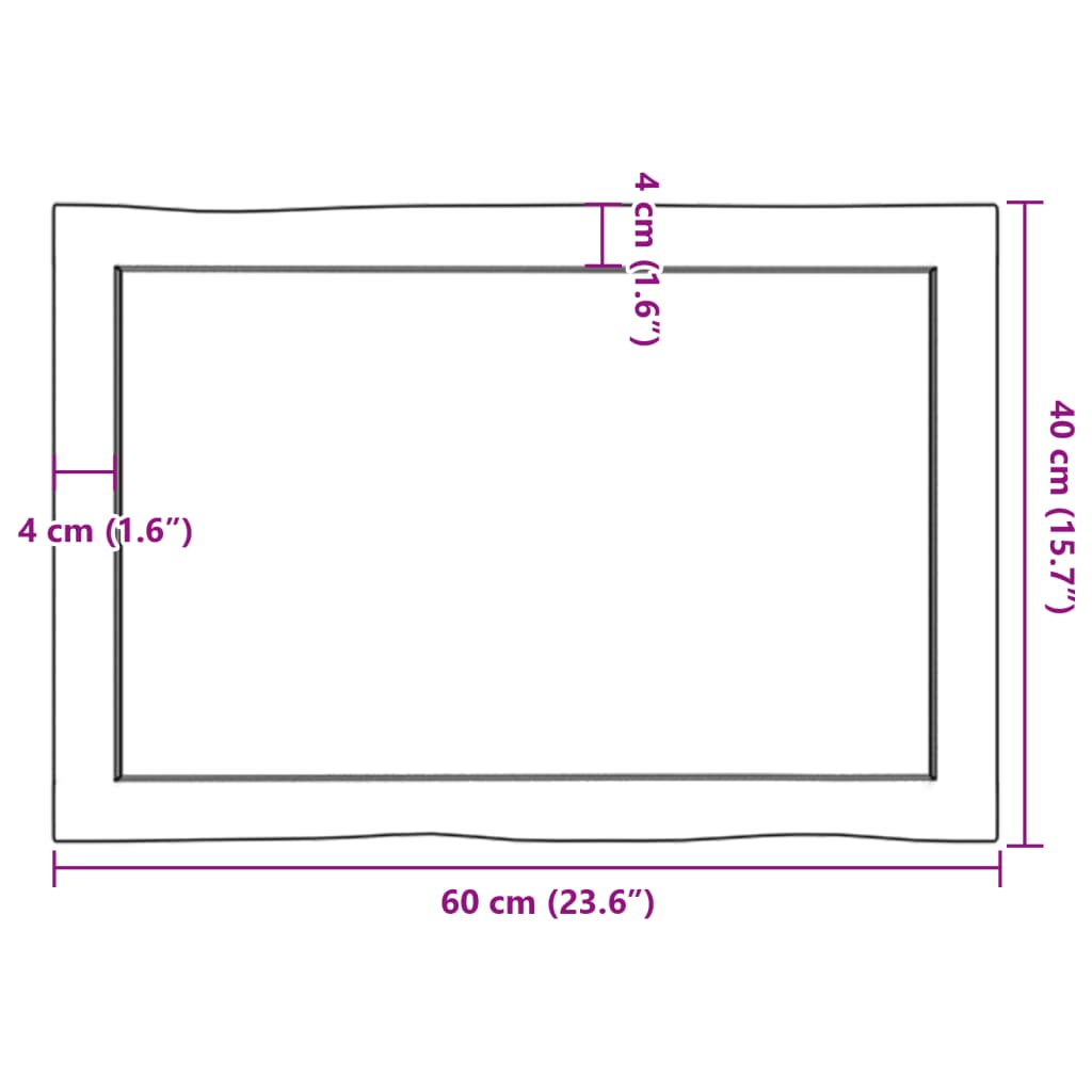 vidaXL Blat stołu, 60x40x(2-6)cm, surowy, lity dąb naturalną krawędzią