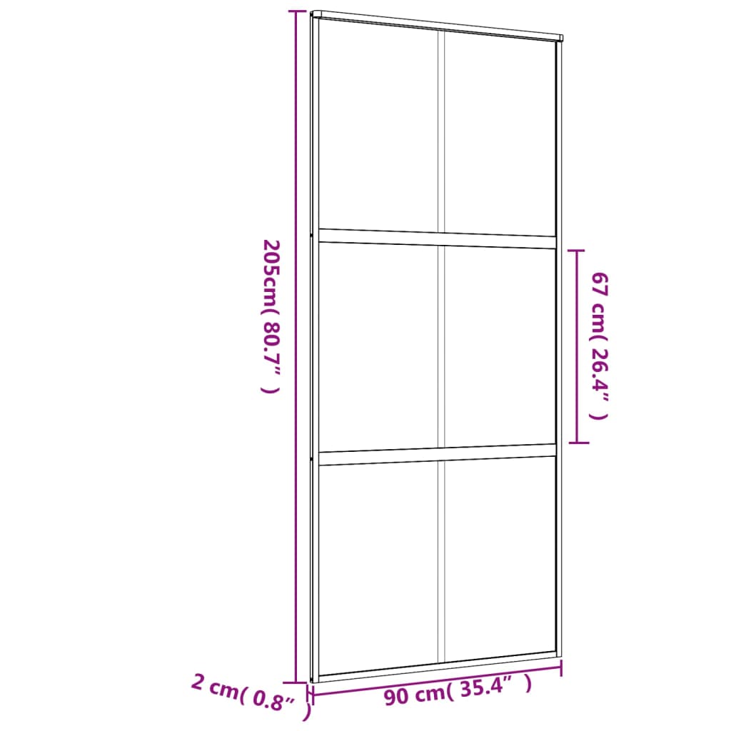 vidaXL Drzwi przesuwne, złote, 90x205 cm, mrożone szkło ESG, aluminium