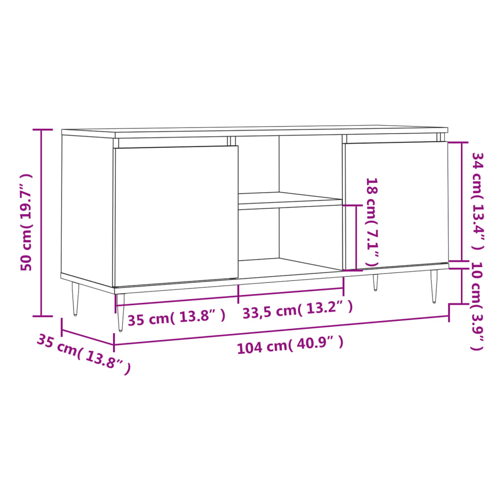 vidaXL Szafka pod TV, biała, wysoki połysk, 104x35x50 cm