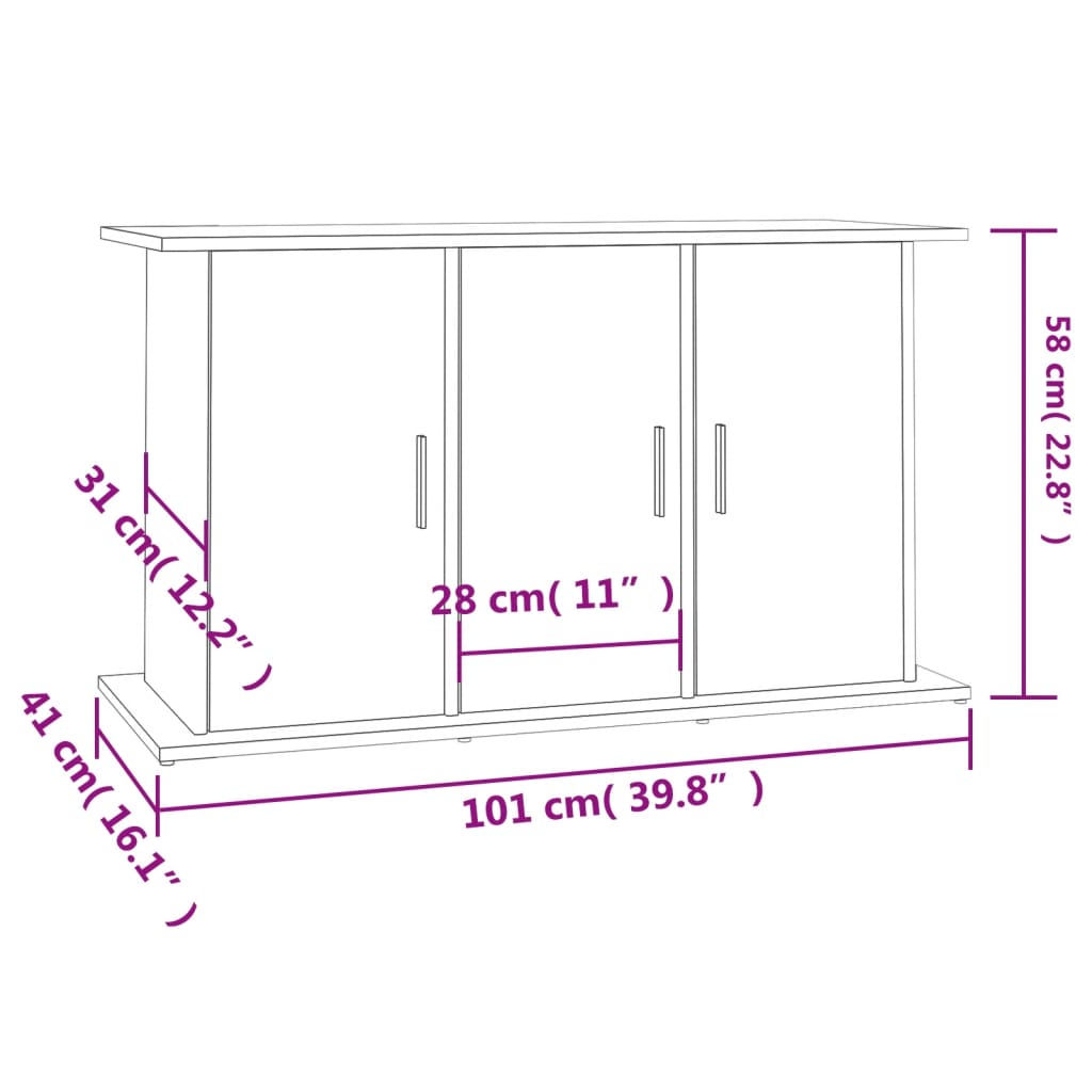 vidaXL Szafka pod akwarium, czarna, 101x41x58 cm