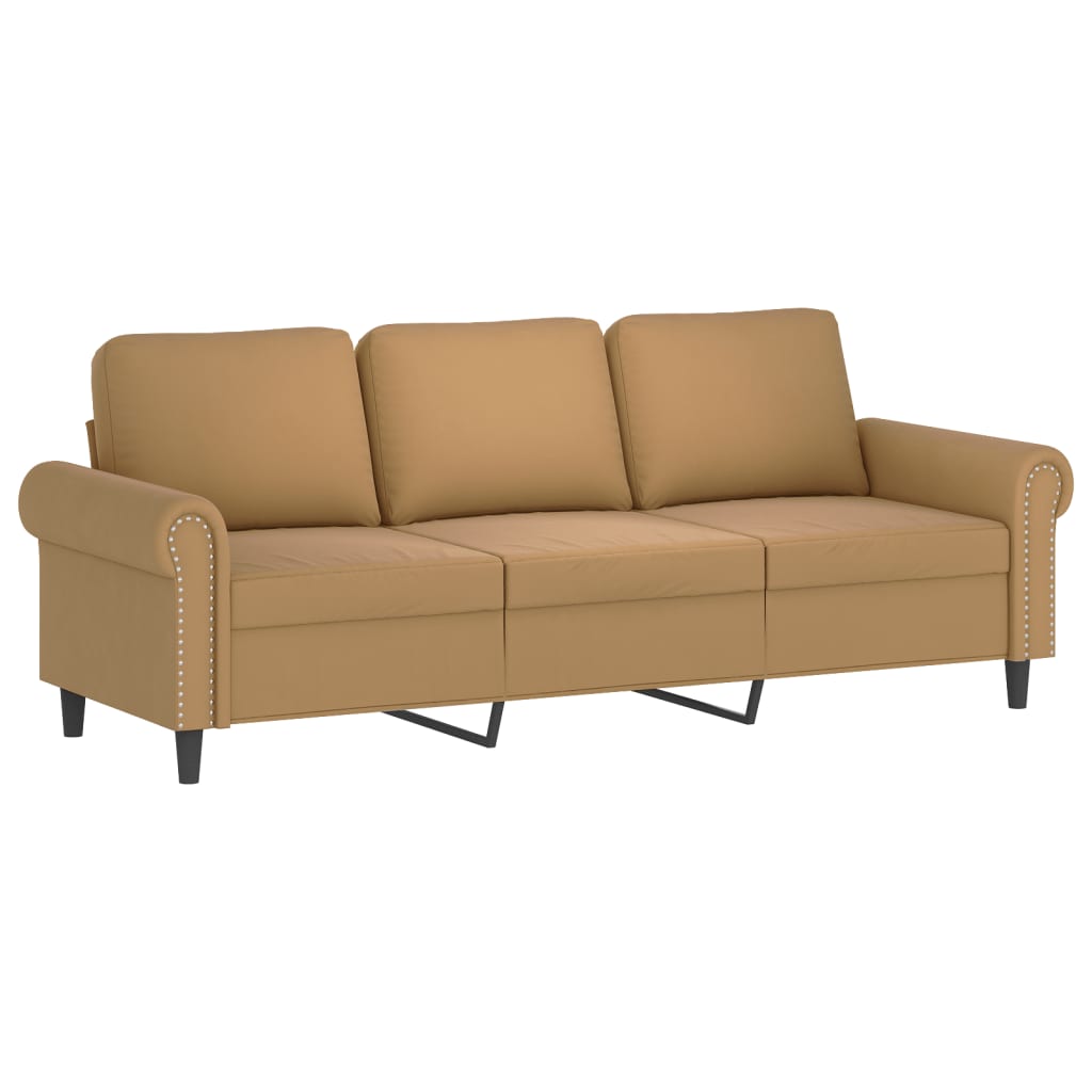 vidaXL 3-osobowa sofa z poduszkami, brązowa, 180 cm, aksamit