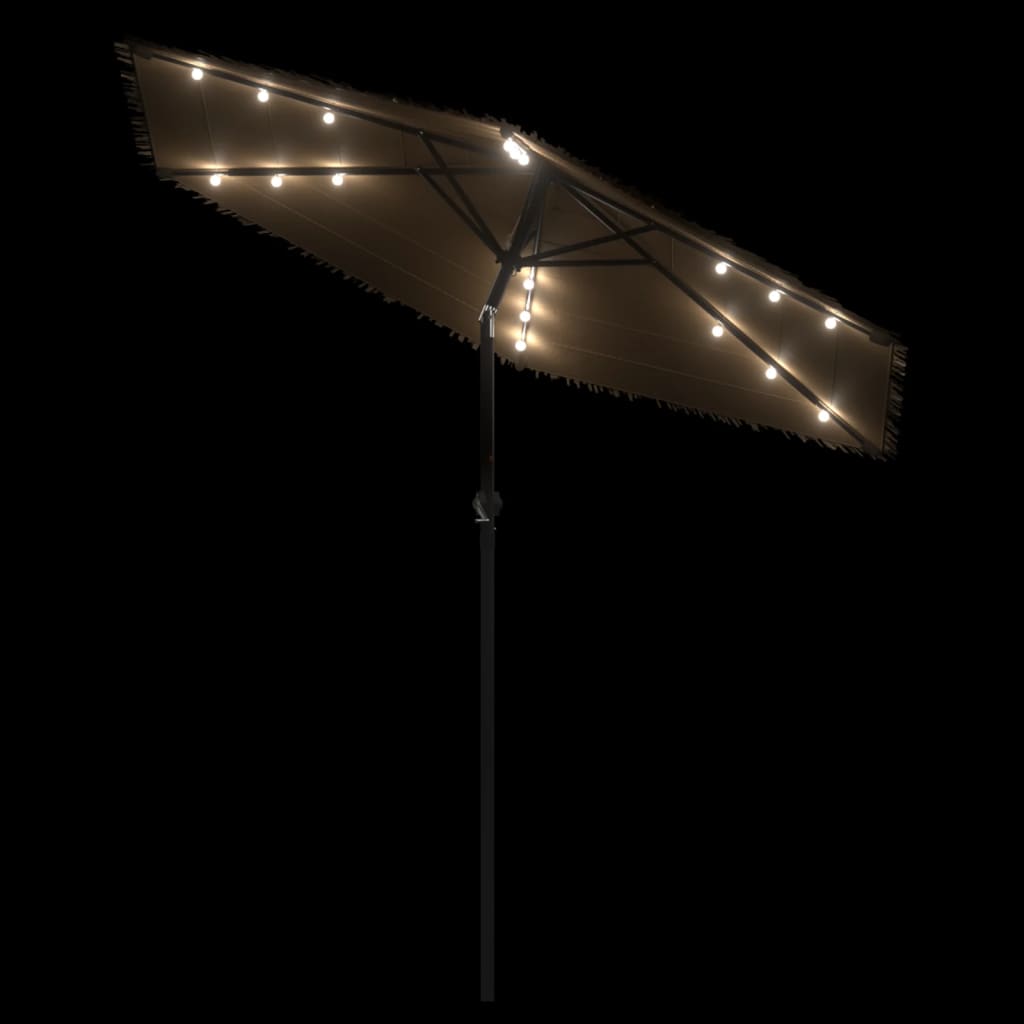 vidaXL Parasol ogrodowy z LED, stalowy słupek, brązowy, 223x223x213 cm