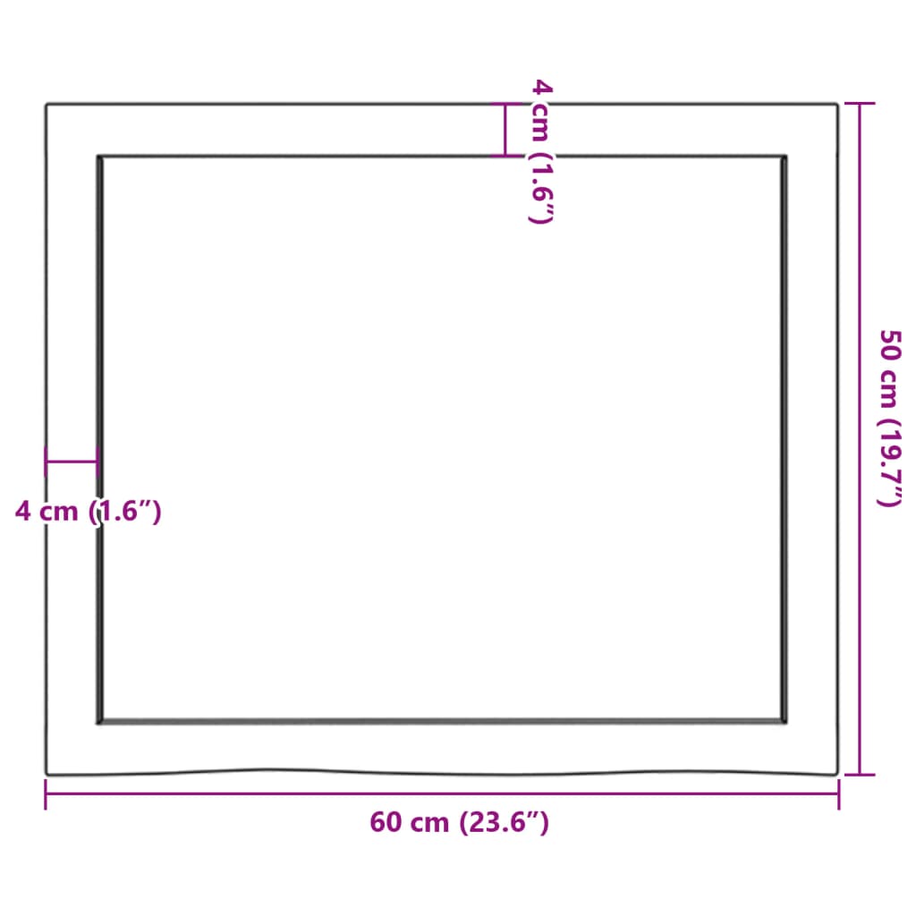 vidaXL Blat do łazienki, ciemnobrązowy, 60x50x(2-4) cm, lite drewno