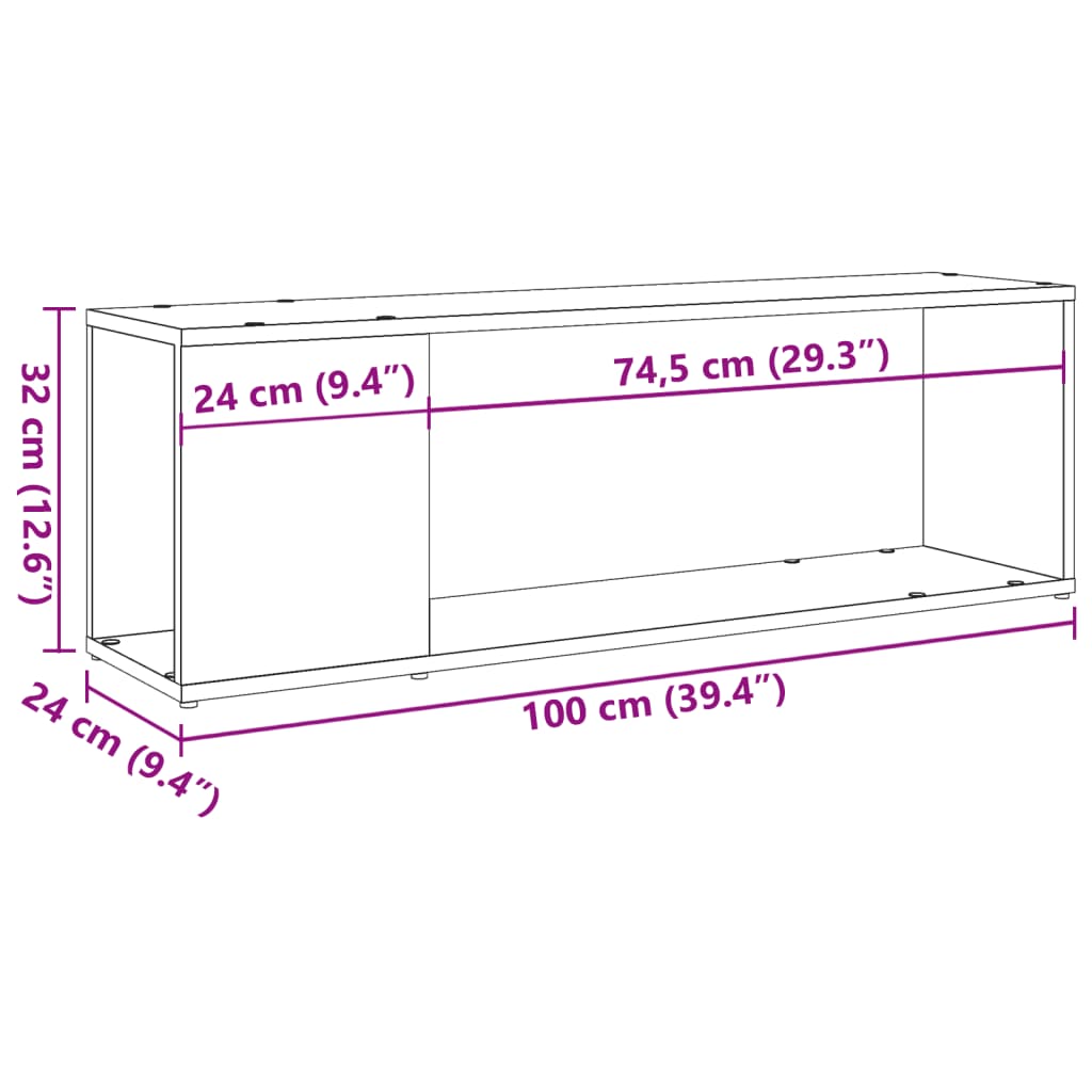 vidaXL Szafka pod TV, stare drewno, 100x24x32 cm