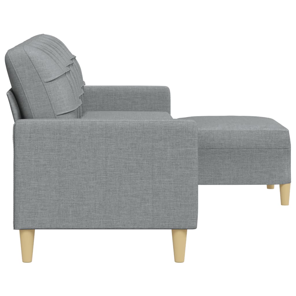 vidaXL 3-osobowa sofa z podnóżkiem, jasnoszary, 210 cm, tkaniną