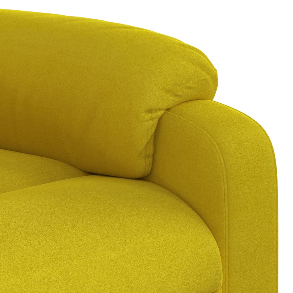 vidaXL Rozkładany fotel masujący, żółty, obity aksamitem