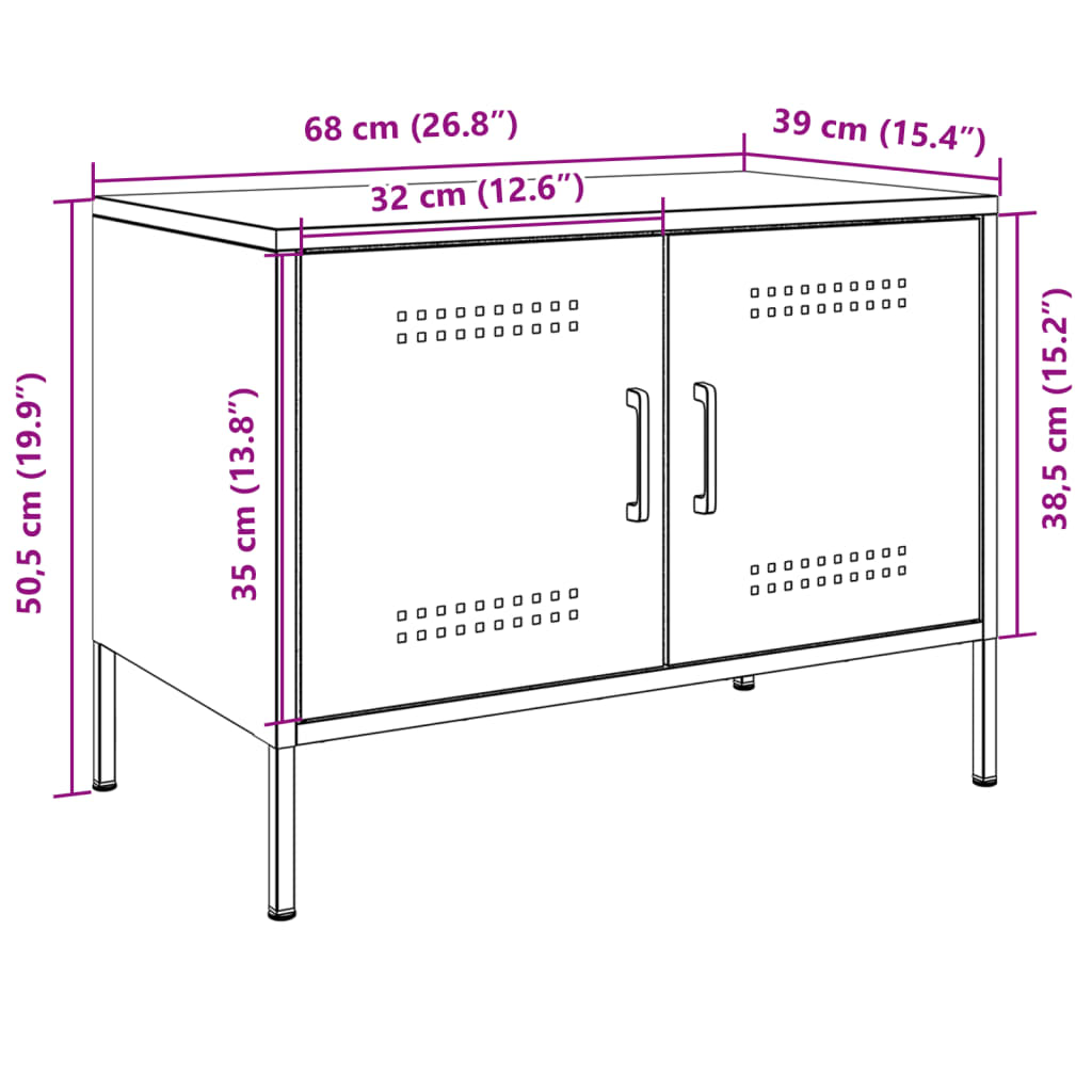 vidaXL Szafka pod telewizor, oliwkowa, 68x39x50,5 cm, stalowa