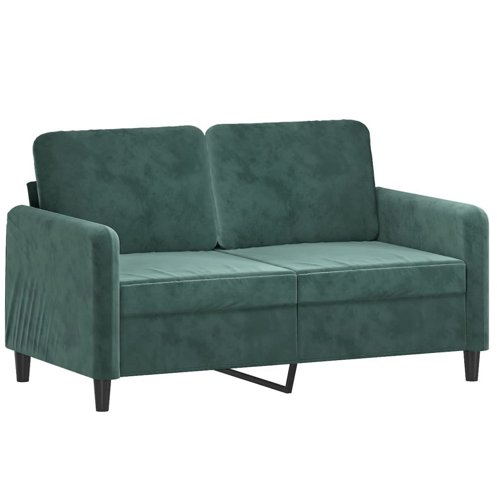 vidaXL Sofa 2-osobowa, ciemnozielona, 120 cm, tapicerowana aksamitem