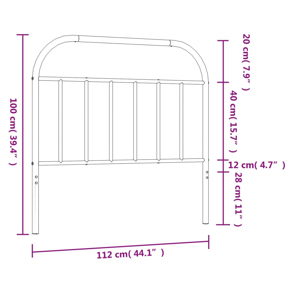 vidaXL Metalowe wezgłowie, białe, 107 cm