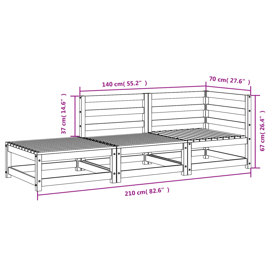 vidaXL Ogrodowa sofa z podnóżkiem, 2-osobowa, impregnowana sosna