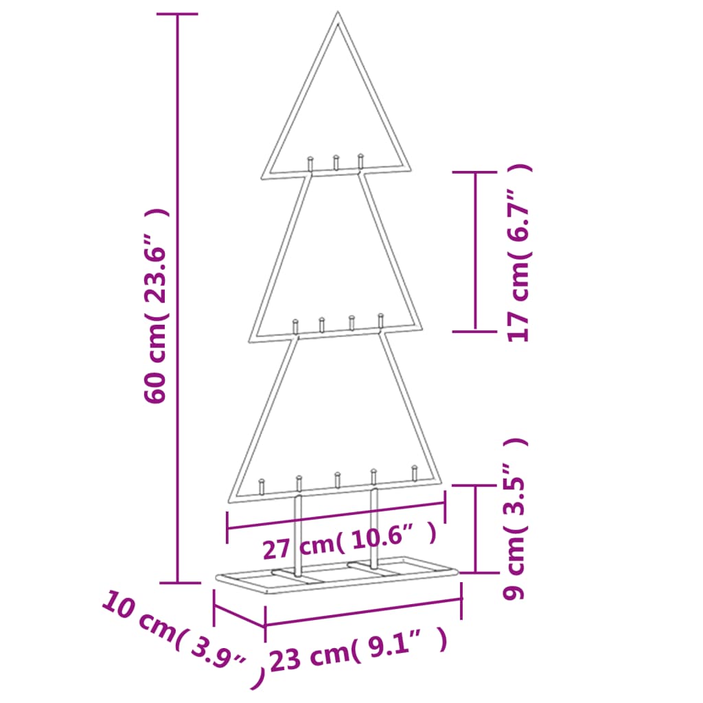 vidaXL Metalowa choinka świąteczna, do dekoracji, czarna, 60 cm