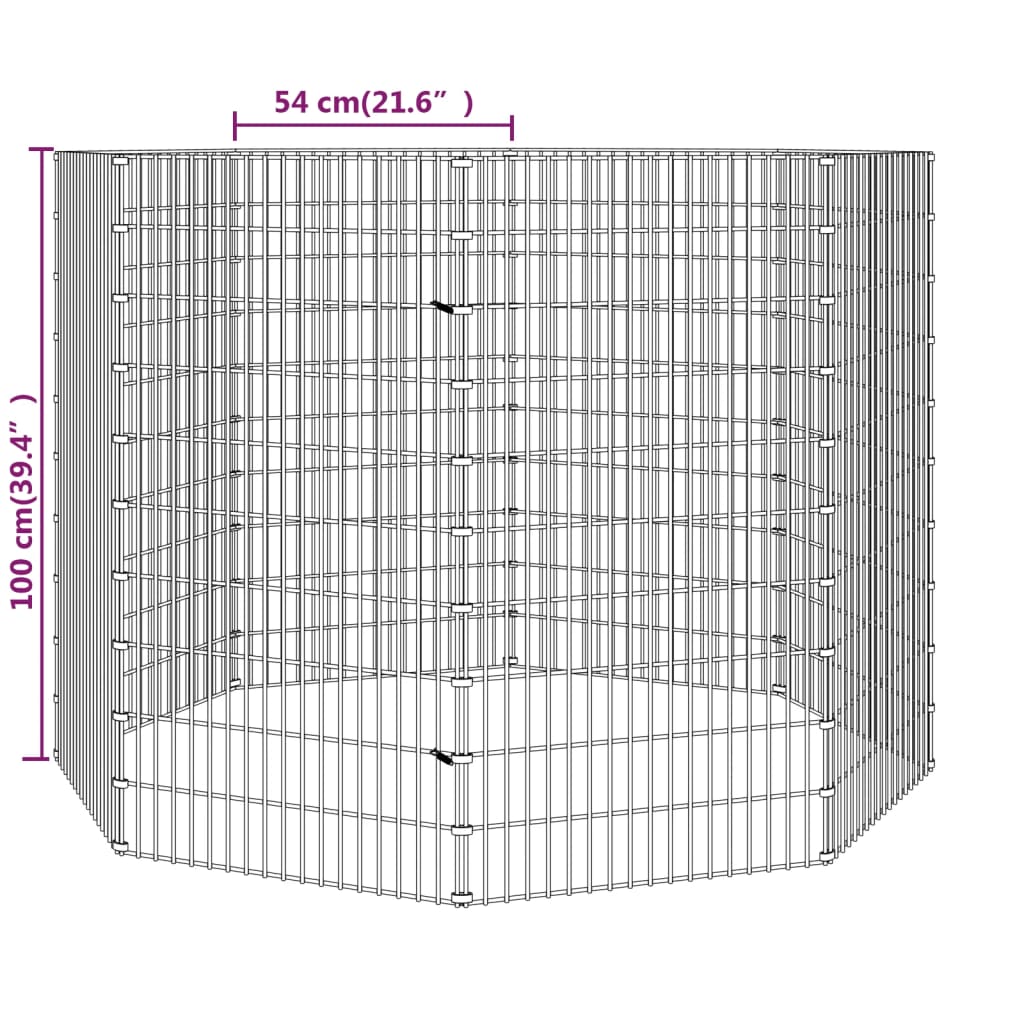 vidaXL Kojec dla zwierząt, 8 paneli, 54x100 cm, galwanizowane żelazo