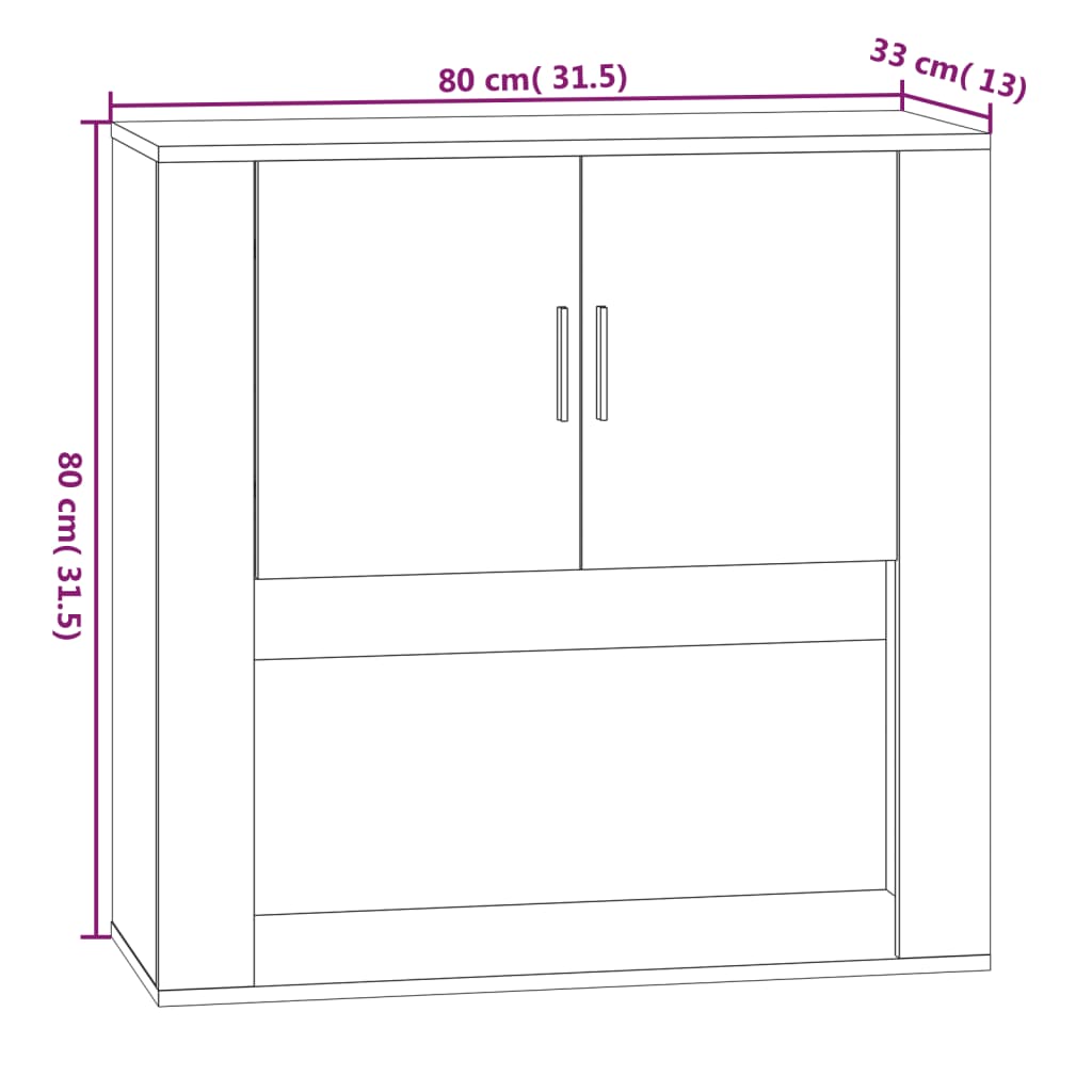 vidaXL Szafka ścienna, biała, 80x33x80 cm, materiał drewnopochodny