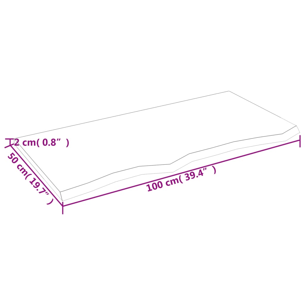 vidaXL Półka, ciemnobrązowa 100x50x2 cm, wykończone lite drewno dębowe