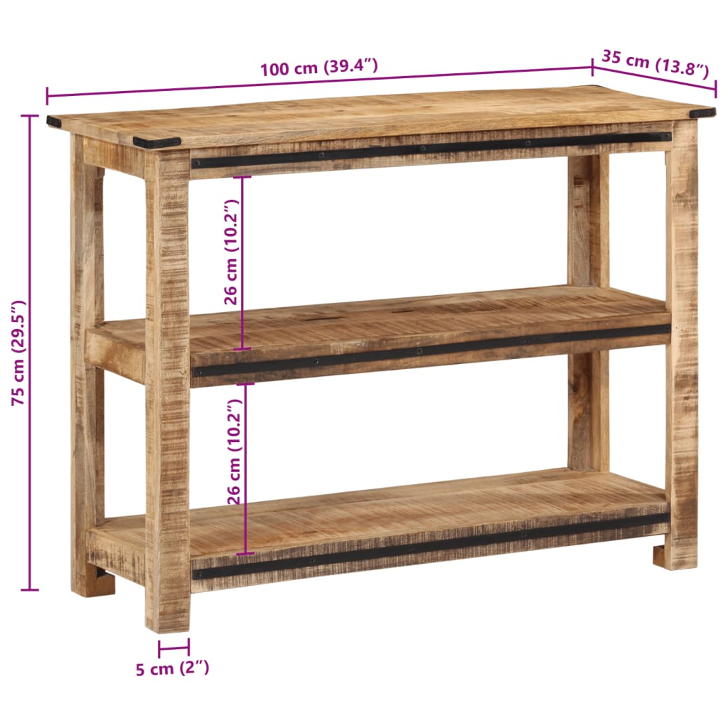 vidaXL Stolik konsolowy, 100x35x75 cm, lite drewno mango